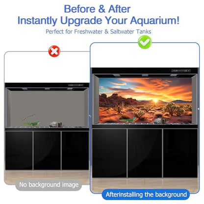 Aquarium Background & Terrarium Background – Ultra HD Static Cling, Tape-Free, Desert Sunset Design for Reptile Tank Decorations, Perfect for Bearded Dragon and Leopard Gecko Tanks 17.7 X 35.4 Inches - size: 17.7 X 35.4 Inches
