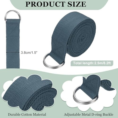 Yoga Strap for Stretching, Athletic Stretch Band with Adjustable Metal D Ring Buckle Yoga Bands - color: Gray, size: 8.2ft