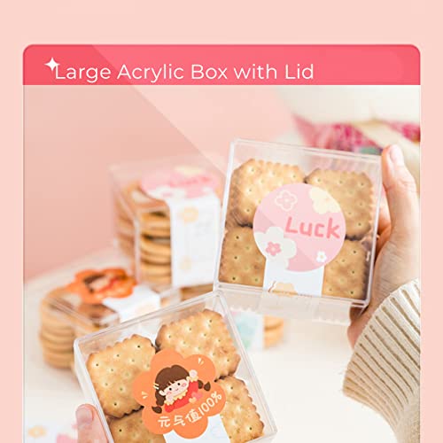 Acrylic Box with Lid Clear Display Box Plastic Square Cube Wedding Candy Box Jewelry Storage Containers Decorative Boxes - size: 4 x 4 x 4 Inch