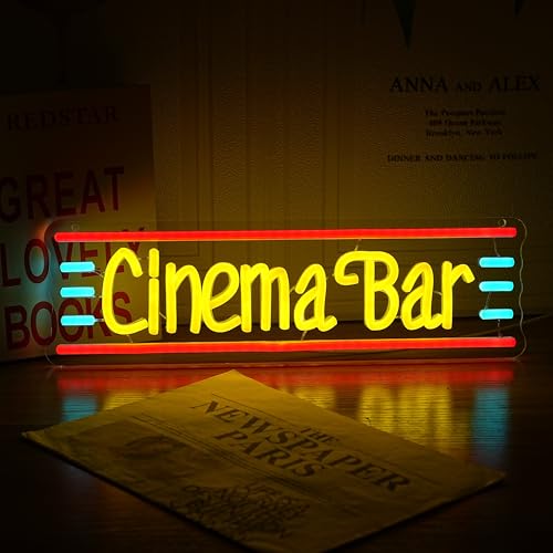 Cinema Bar Neon Sign Movie Theater Neon Light Dimmable Bar LED Light Up Sign Popcorn Theater Neon Light up Sign for Man Cave Cinema Cafe - style: Cinema Bar