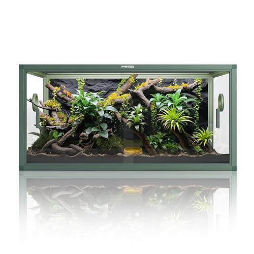 50 Gallon Reptile Enclosure, Colorful Aluminum Frames Reptile Tank Assemble Within 6 Steps, Rust Proof Mesh Top for Air Circulation & Light Penetration, Dual Grommets for Multiple Wire Use - color: Earthy Green, size: 50 Gallon