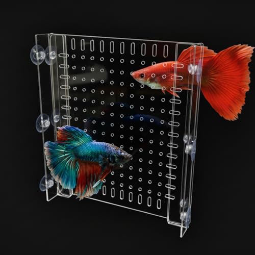 Fish Tank Divider for 15/20 Gallon Long Aquariums, 11.2"x11" Acrylic Adjustable Separator with Suction Cups