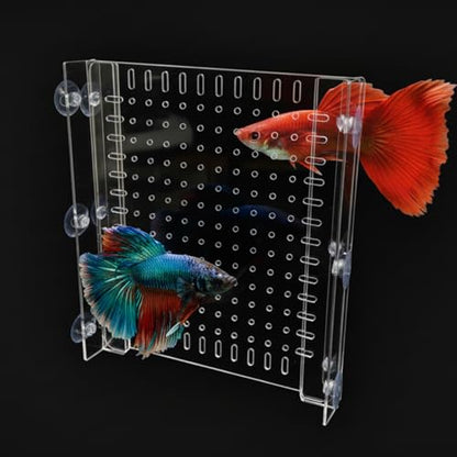 Fish Tank Divider for 15/20 Gallon Long Aquariums, 11.2"x11" Acrylic Adjustable Separator with Suction Cups