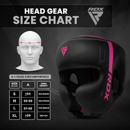 RDX Boxing Headgear, MMA Training, Adjustable Padded Kara,Muay Thai Headgear, Kickboxing, Sparring, Martial Arts, Karate, Taekwondo Helmet - color: PINK, size: Large