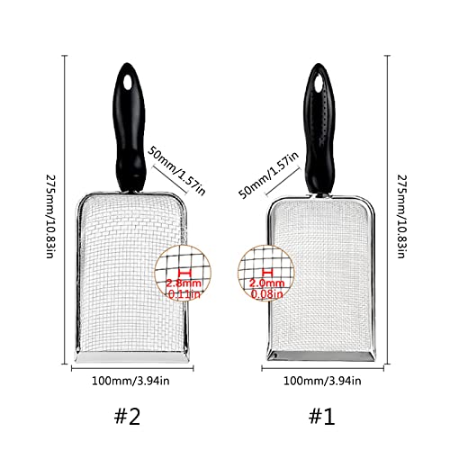 Sand Scooper Stainless Steel Fine Mesh Metal Shovel Terrarium Substrate Litter Corner Scoops Scooper for Bedding Bearded Dragon Scoops - size: 2.8mm hole