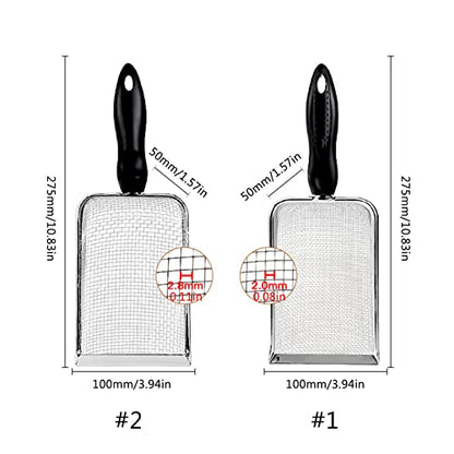 Sand Scooper Stainless Steel Fine Mesh Metal Shovel Terrarium Substrate Litter Corner Scoops Scooper for Bedding Bearded Dragon Scoops - size: 2.8mm hole