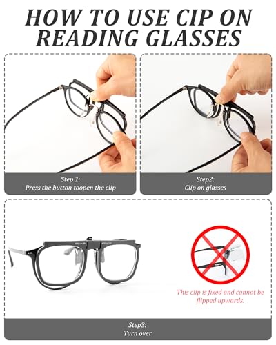 Reading Glasses Clip On Eyeglasses Adjustable PD Magnifiers Blue Light Blocking Lenses Readers for unisex - color: Black