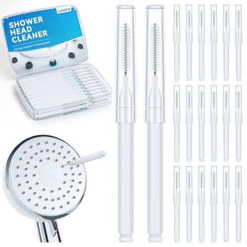 Shower Head Cleaning Brush for Small Hole,Multifunctional Shower Head Cleaner Tool Anti-Clogging Nozzle with Storage Boxes, Showerhead Cleaning Brushes Picks for Household Bathroom, White