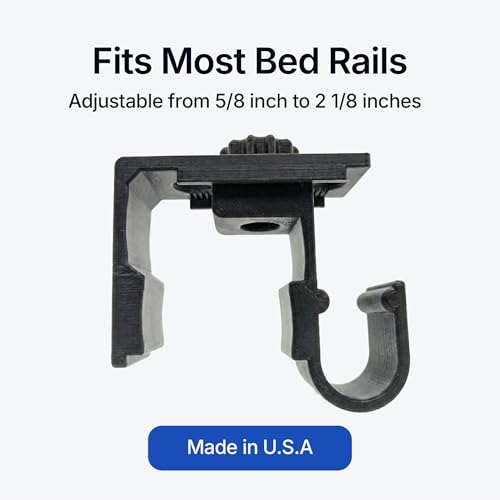 CPAP Hose Holder Adjustable Clamp Mount – No Drill Bed Rail Clip, Secure U-Shape Tube Hook for Tangle-Free CPAP Tubing Support - Made in USA - Black