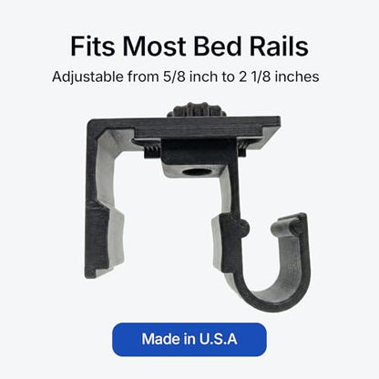 CPAP Hose Holder Adjustable Clamp Mount – No Drill Bed Rail Clip, Secure U-Shape Tube Hook for Tangle-Free CPAP Tubing Support - Made in USA - Black