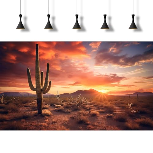 Sunset Desert Reptile Tank Background Majestic Saguaro Cacti Against Sunset Cloudy Sky Aquarium Background Barren Thorns Desert Jungle Natural Landscape Reptile Tank Terrarium Backgrounds 48x20in - size: 48(W)x20(H)inches/ 120(W)*50cm(H)