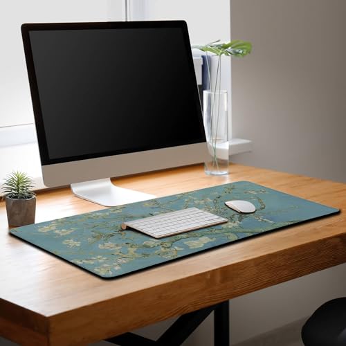 Big Mouse Pad Modern Desk Pad Computer Desk Mats Large Mouse Pads Large Mousepad Waterproof Non-Slip Rubber Base 35.4 X 15.7 for Game Office, Vincent Almond Blossom - color: Vincent Almond Blossom