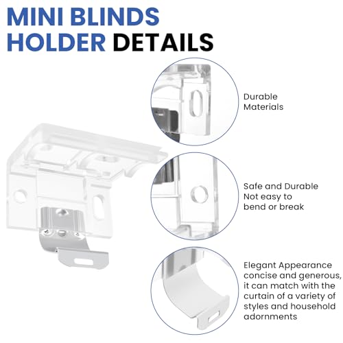 8 Pack Mounting Bracket with Metal Clip, Hidden Replacement Brackets for 1" (25mm) Pleated Shades Cordless Blinds Headrail, Mini Blinds, with Screws