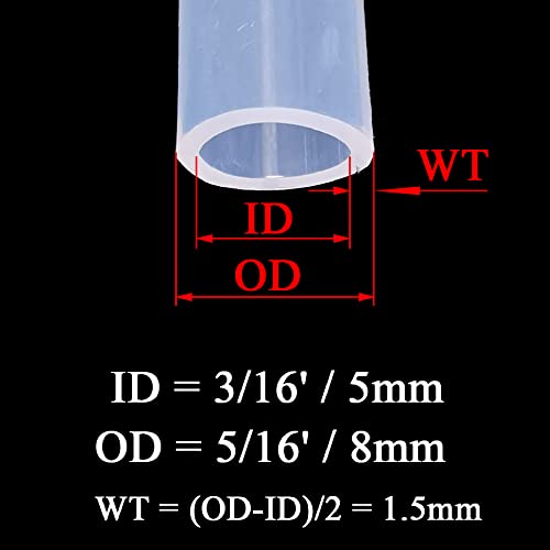 Silicone Tubing 3/16'(5mm) ID x 5/16'(8mm) OD 10ft(3m) Length Silicone Rubber Tube Air Hose for Gas Liquid Pump Transfer Clear - size: 5/16' x 3/16' x 10ft