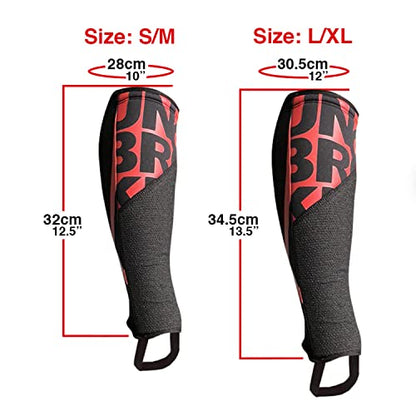 UNBROKENSHOP Shin Sleeves Pro Red 7mm Neoprene, Weightlifting, Deadlift, Rope Climb, Box Jumps for Men and Women, Single - size: Large-X-Large