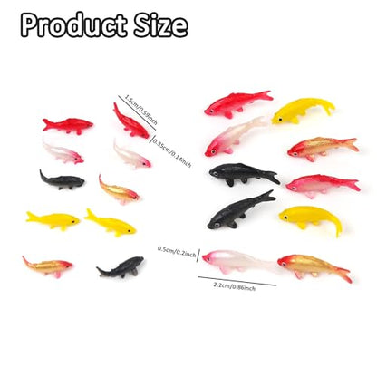 20 Pcs Mini Koi Fish Plastic Animals Goldfish Ornament Supplies for Fish Tank DIY Decorations Gifts