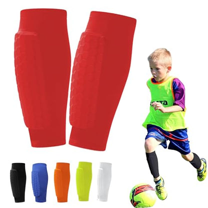 Soccer Shin Guards Pads for Youth Adult - color: Red, size: Medium