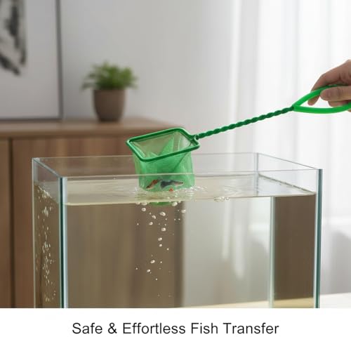 Green Square Mesh Aquarium Net for Fish Transfer and Tank Cleaning - size: 12.2 x 2.95 x 2.76"
