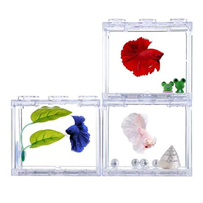 Portable Mini Betta Fish Tank, Small Plastic Acrylic Aquarium with Lid for Desktop, Transparent Travel Fish Bowl for Goldfish Shrimp, Easy to Clean and Carry