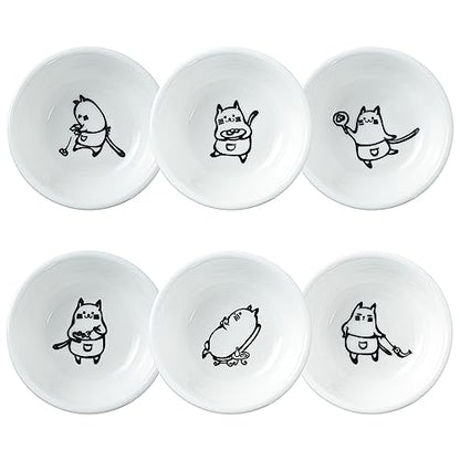 Super Cute Chef Cat Ceramic Sauce Dish/Seasoning Dish/Sushi Soy Dipping Bowl/Appetizer Plates/Serving Dish for Kitchen Home(Set of 6) - color: Chef-Cat