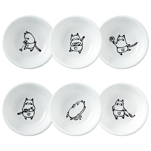Super Cute Chef Cat Ceramic Sauce Dish/Seasoning Dish/Sushi Soy Dipping Bowl/Appetizer Plates/Serving Dish for Kitchen Home(Set of 6) - color: Chef-Cat