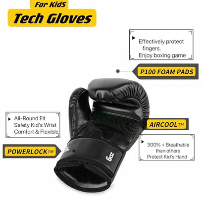 Boxing Gloves for Kids & Toddler & Youth - color: Matte black, size: 6oz