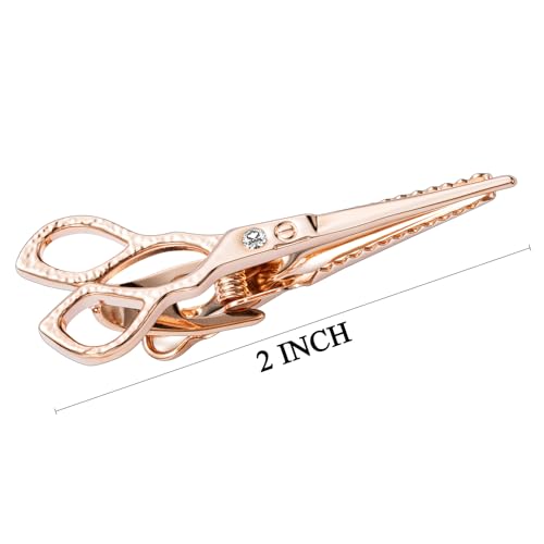 HAWSON 2/2.2 Inch Various Tie Clips for Men Unique, Personalized Novelty Tie Bars Pins Tacks, Funny Theme Wedding Holiday Gifts for Husband Groomsmens - style: Rose Gold Barber Scissors