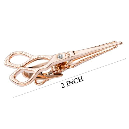 HAWSON 2/2.2 Inch Various Tie Clips for Men Unique, Personalized Novelty Tie Bars Pins Tacks, Funny Theme Wedding Holiday Gifts for Husband Groomsmens - style: Rose Gold Barber Scissors