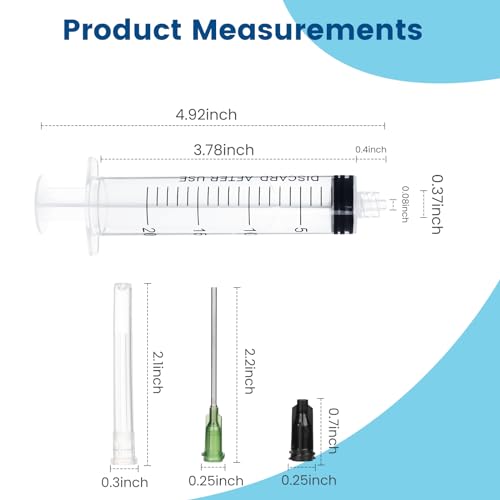 20ml Independent Packing Industrial Luer Lock Syringes with Needle and Sealing Caps for Engineered Fluid，Glue Applicator and Refilling (Pack of 5) - style: 20ml/cc