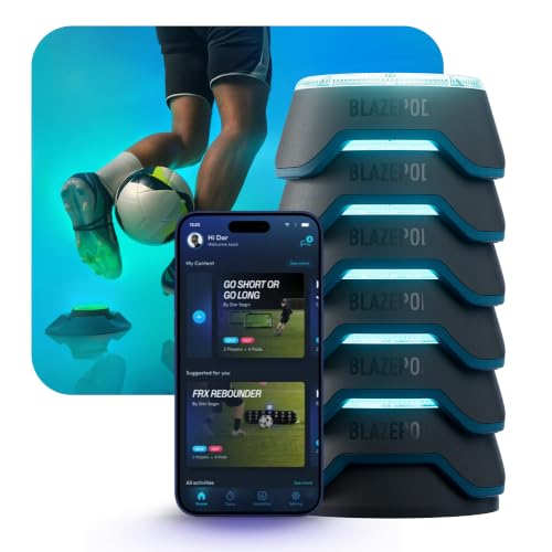 BlazePod Soccer Reaction Training Kit – 4 Smart Light Pods for Speed, Ball Control & Game IQ – Football Reflex Training for Players & Coaches – App Access Included - color: 6 Pods