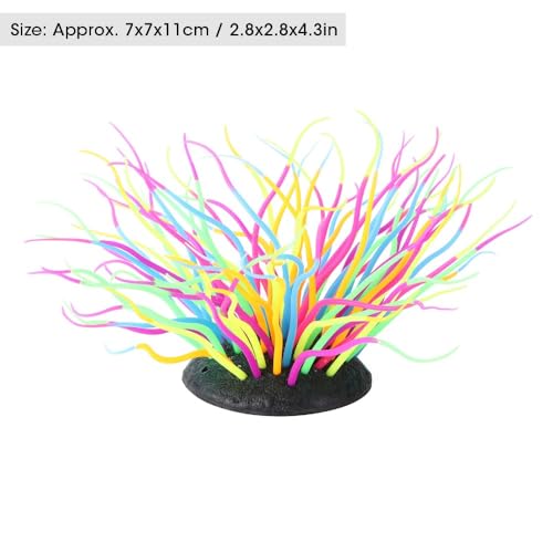 Luminous Silicone Anemone Corals Lifelike Underwater Plant Simulation Glow in The Dark Aquarium Decor for Fish Tank
