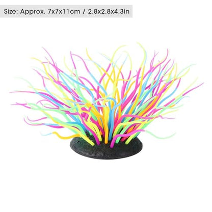 Luminous Silicone Anemone Corals Lifelike Underwater Plant Simulation Glow in The Dark Aquarium Decor for Fish Tank