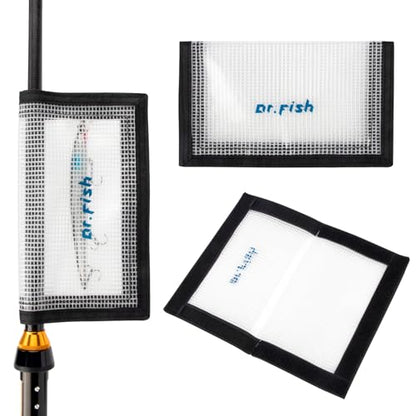 Dr.Fish 3 Pack Fishing Lure Wraps, Clear PVC Lure Hook Covers Fishing Rod Wraps Protectors Holder Storage in 2 Sizes for Hooks, Rod and Tackle Organizer