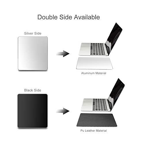 Hard Metal Silver Aluminum Mouse Pad Mat Ultra Thin Big XL Double Side Design Mouse Mat Waterproof Fast and Accurate Control for Gaming and Office(Large 11.81X9.45 Inch)