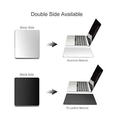 Hard Metal Silver Aluminum Mouse Pad Mat Ultra Thin Big XL Double Side Design Mouse Mat Waterproof Fast and Accurate Control for Gaming and Office(Large 11.81X9.45 Inch)