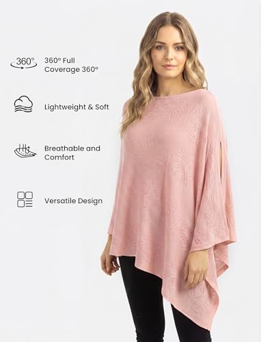 PATPAT Nursing Cover for Breastfeeding, Soft Breathable Privacy Poncho, Multi-Use Jacquard Knit Breastfeeding Cover for Moms, Portable Nursing Shawl & Baby Blanket (Blush Pink) - color: Blush Pink