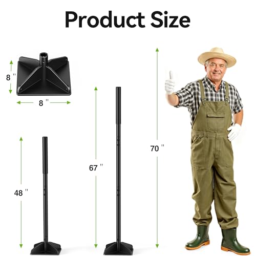 Heavy Duty Steel Tamper, 48" Handle Tamper with Comfortable Rubber Grip, 8×8" Garden Tamper Tool for Soil, Gravel, Asphalt & Lawn - size: 8*8