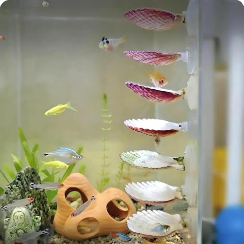 Betta Fish Bed, 4 Pieces Shell Shaped Resting Pads, Betta Resting Spot with Suction Cup for Aquarium Tank, Shrimp Breeding, Relaxation Cave, and Pet Store Display