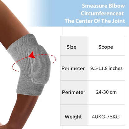 COMNICO Arm Brace Pads Elbow Protector Strap Pair Gray, Breathable Anti-Collision Sponge Tendonitis Fitness Volleyball Basketball Tennis Golfers Knee Support Band for Kids Men Women Elderly - color: Gray(40-75kg)