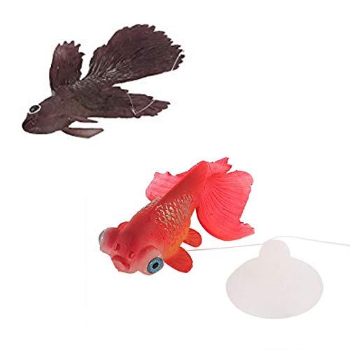 2pcs Silicone Artificial Aquarium Floating Goldfish Decoration Fish Tank Suction Cup Decor Underwater Saltwater Swimming Fish Ornament