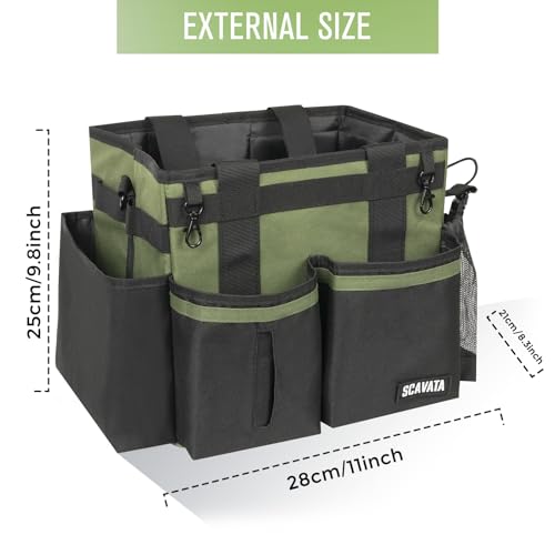 Compact Wearable Cleaning Caddy, Small Cleaning Caddy Supplies Organizer with Handle & Shoulder Straps for Housekeepers, Under Sink & Car Cleaning Tool Organizers Bag (Armygreen) - color: Armygreen