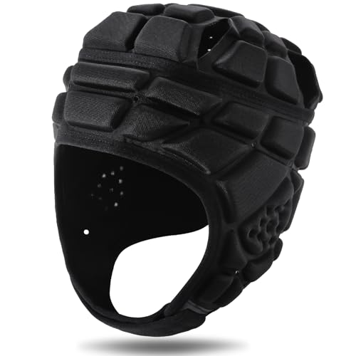 KRUI Soft Shell Helmet for 7v7 Flag Football and Rugby, Youth and Adults - color: Black, size: Large —— 21"-23"head circumference
