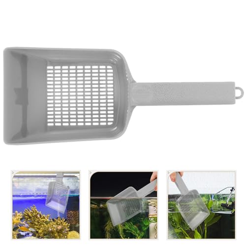 Amosfun Fish Tank Sediment Scooper and Gravel Cleaning Shovel with Drainage Holes Portable Handheld Aquarium Sand Scoop for Small Fish Tanks Multifunctional Aquarium Gravel Tool