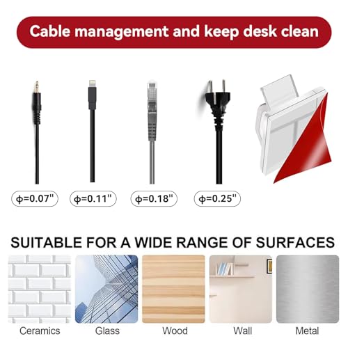 5/8 in Adhesive Cable Clips, 60pcs Outdoor Light Clips, Cord Clips, Sturdy Wire Clips, Finisher Wire Clamp for Home, Car, Office Wire Management Clips (Clear, 5/8"-60PCS)