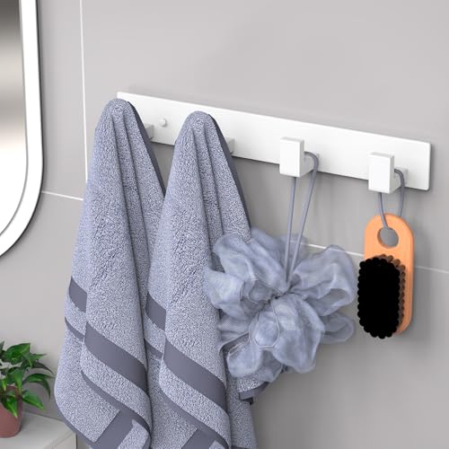 PMMASTO Stainless Steel Wall Coat Rack, White- 4 Hooks, 1 Pack, L Shape - color: White, size: 4 "L" Hooks, 1PACK