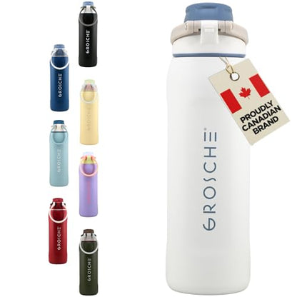 GROSCHE Kamloops Triple-Wall Bottle with Chug Lid, Ivory Mist, 24 oz - color: Ivory Mist