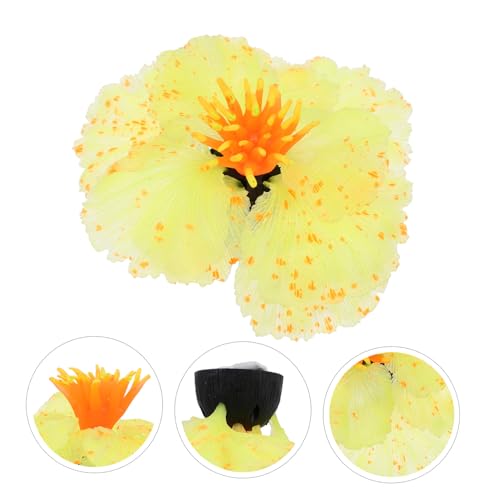 Mobestech Yellow Silicone Aquarium Water Plant Decor Realistic Artificial Aquatic Ornament for Fish Tank Landscape Lightweight Hideaway for Betta and Freshwater Fish