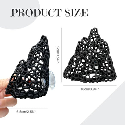 Cave with Suction Cup, Aquarium Betta Fish Hideout Habitat Decor, Stable Resting Hiding Place for Cherry Shrimp, Dwarf Shrimp, Guppy and Small Fish (Black)