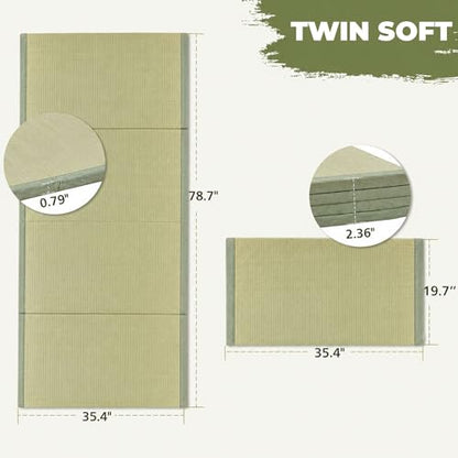 HAGiHARA Japanese Tatami Mat, Folding Rush Grass Floor Mattress | Breathable Igusa Rush Grass Tatami with Foldable Design for Floor Comfort - size: Twin XXL