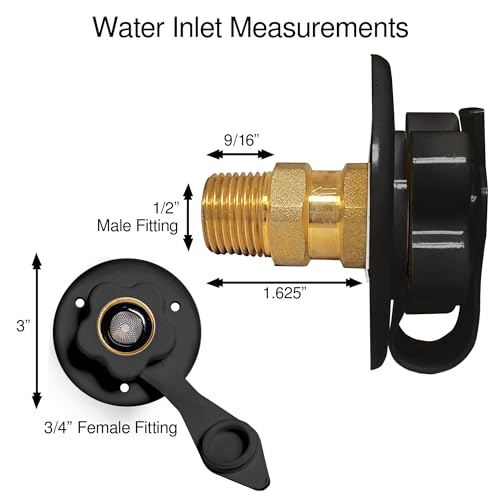 RV Water Inlet Connection. RV City Water Inlet With Check Valve. Inlet Hose Connector. Hose Flange Hookup For RV Camper (Black) - color: Black